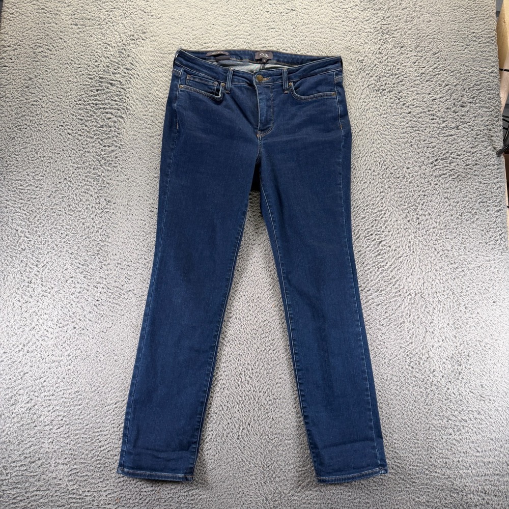 NYDJ Sheri Jeans Womens 10 Blue Cotton Denim Skinny Slim Workwear Travel Stretch